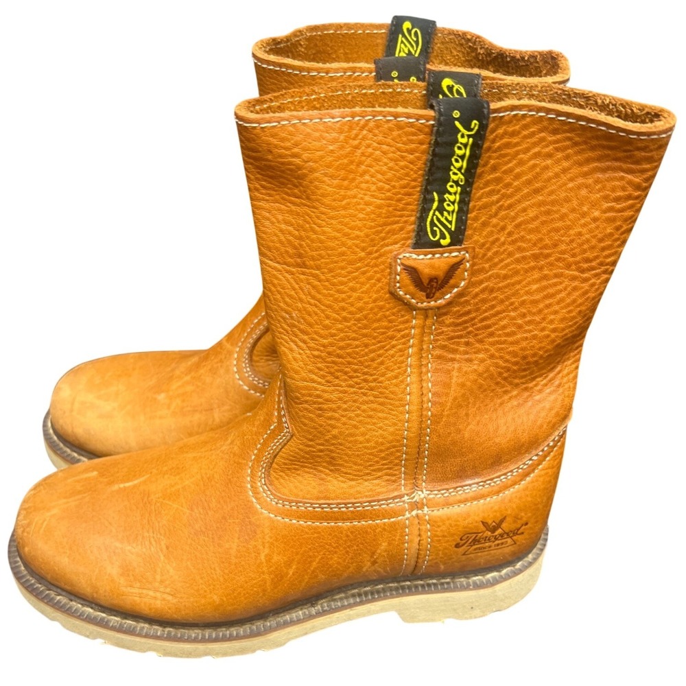 Thorogood Boots Kids 5M Tan Pull On Leather 414-4310 Wellington Work Western SEO